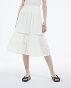 The Kooples - Jupe Blanche Dentelle Longue Ajourée - Femme
