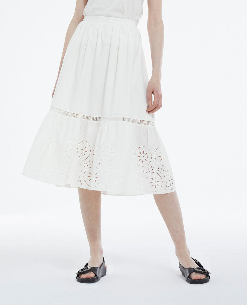 Jupe Blanche Dentelle Longue Ajourée - Femme