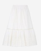 The Kooples - Jupe Blanche Dentelle Longue Ajourée - Femme
