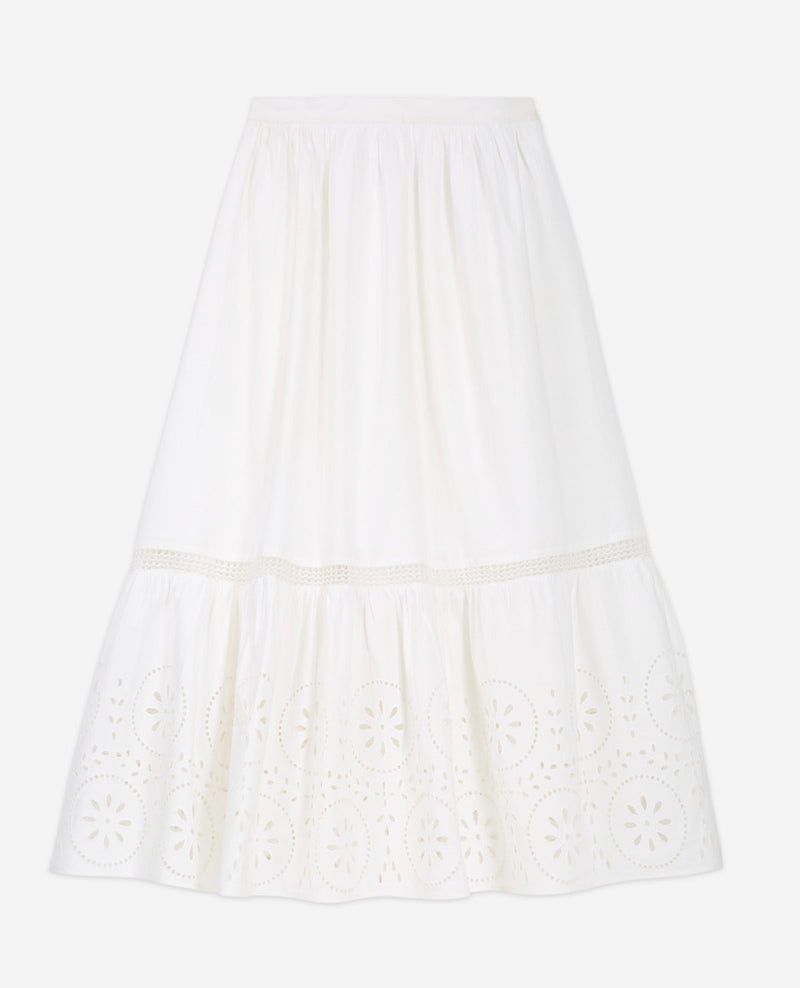 Jupe Blanche Dentelle Longue Ajourée - Femme