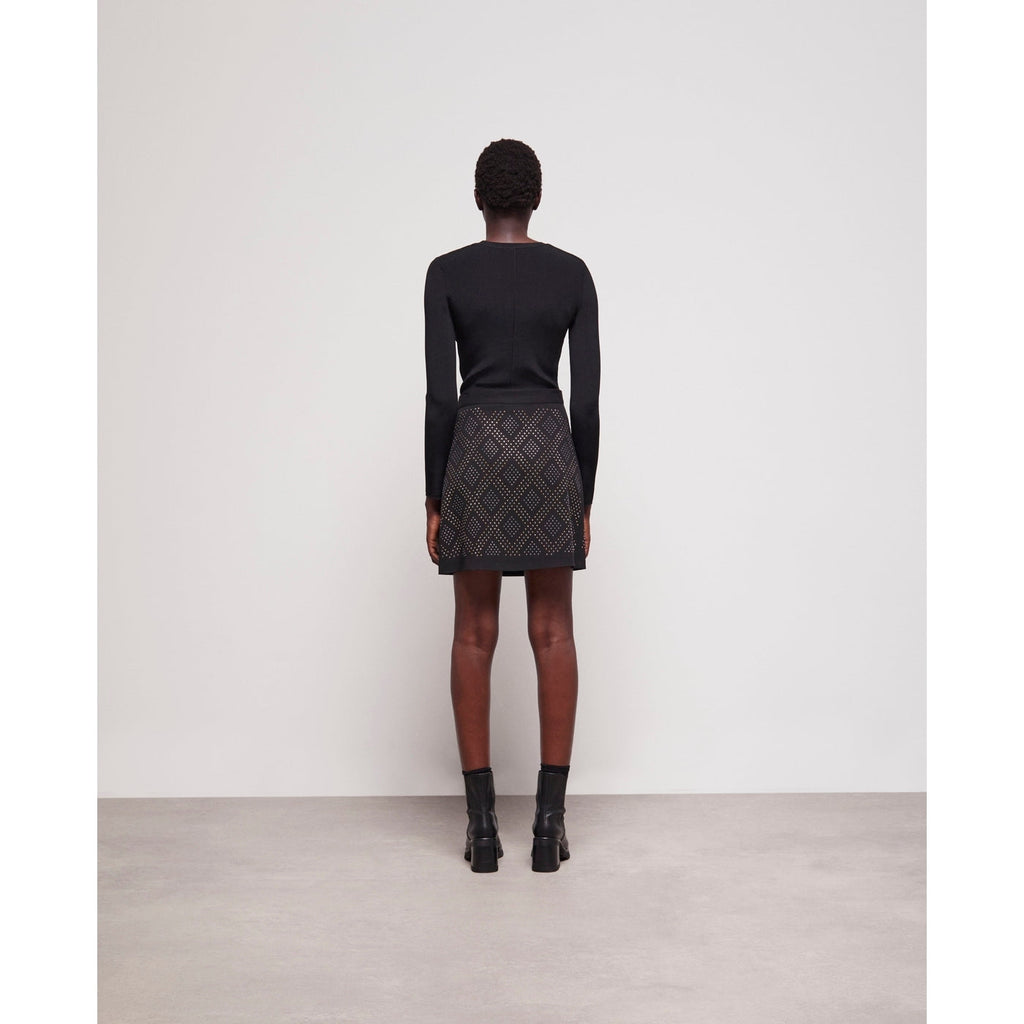 The Kooples - Falda Cruzada Talle Alto - Negro - Mujer