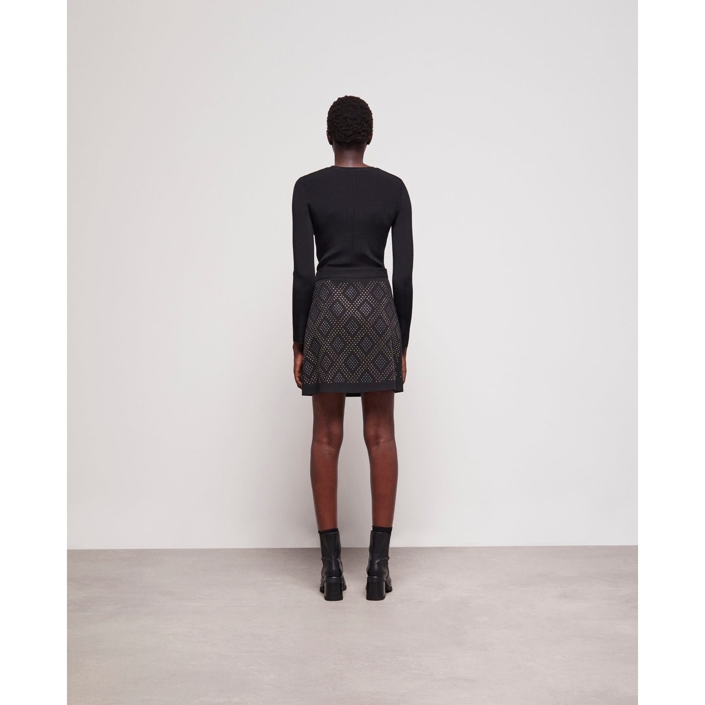 The Kooples - Falda Cruzada Talle Alto - Negro - Mujer