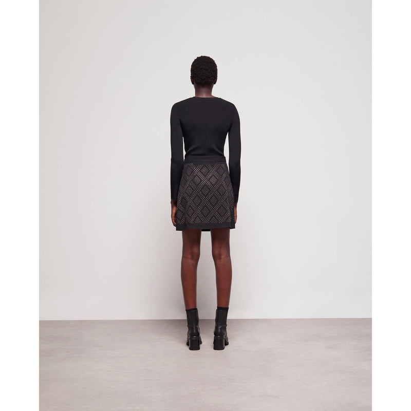Jupe Portefeuille Taille Haute - Noir - Femme