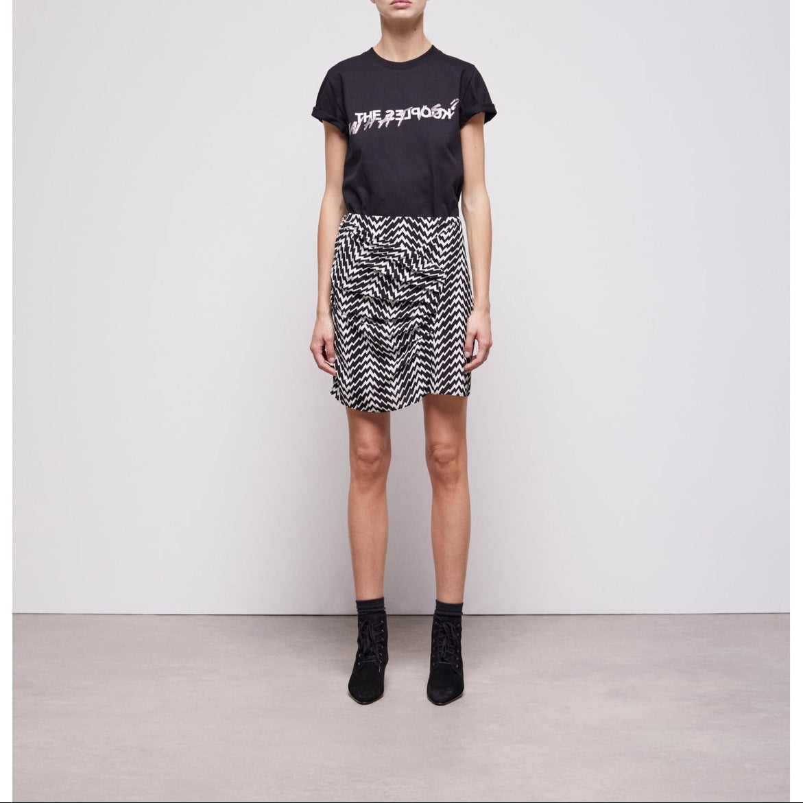 The Kooples - Jupe Droite Taille Haute - Noir - Femme