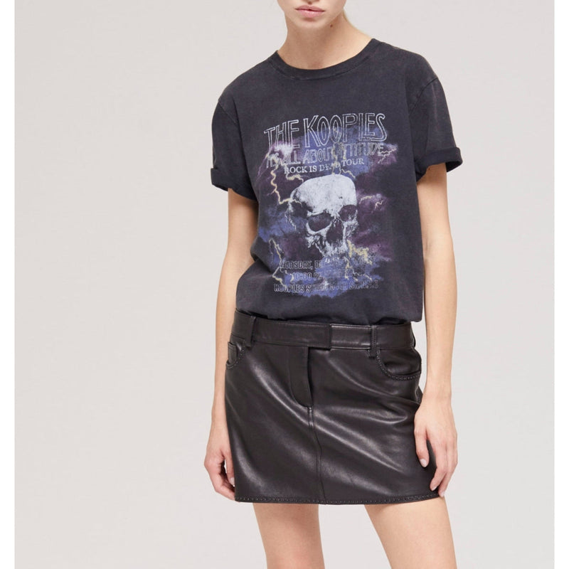 Minijupe En Cuir D’Agneau - Noir - Femme