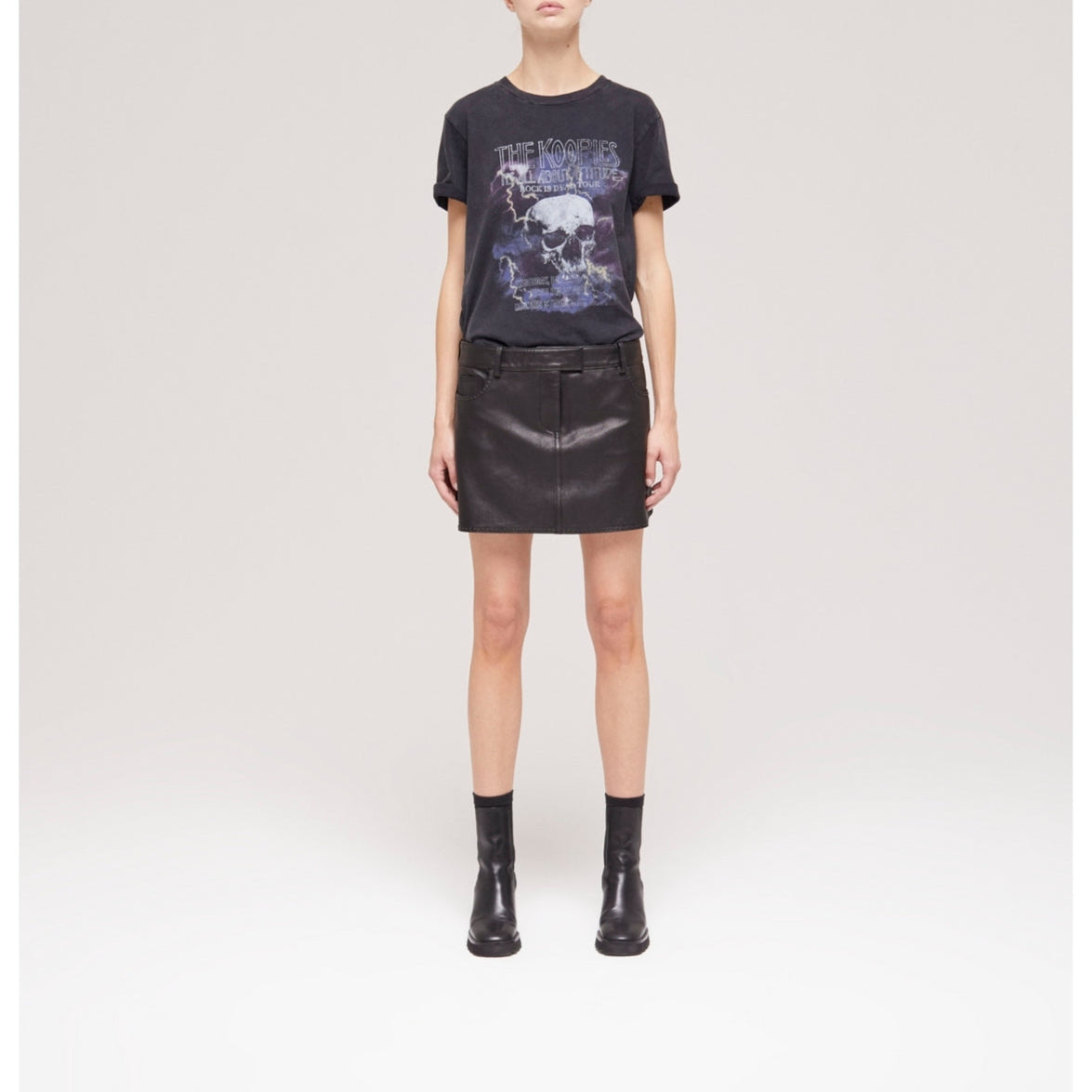 The Kooples - Lambskin Leather Mini Skirt - Black - Women
