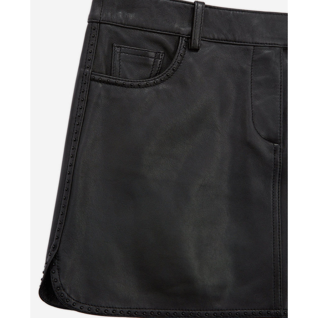 The Kooples - Lambskin Leather Mini Skirt - Black - Women