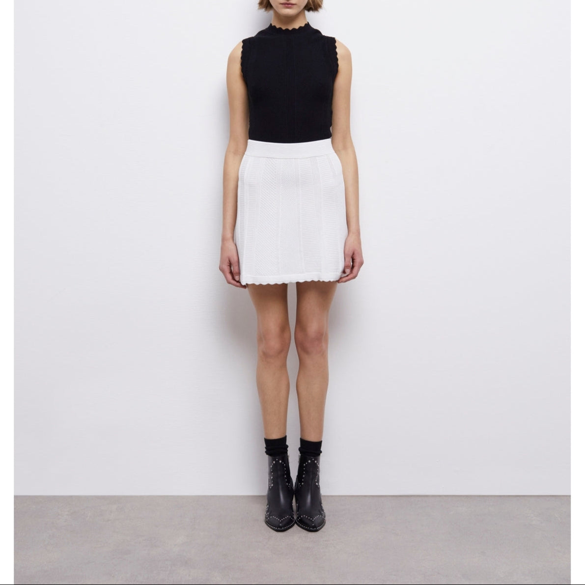 The Kooples - Jupe Trapèze Taille Haute - Blanc - Femme