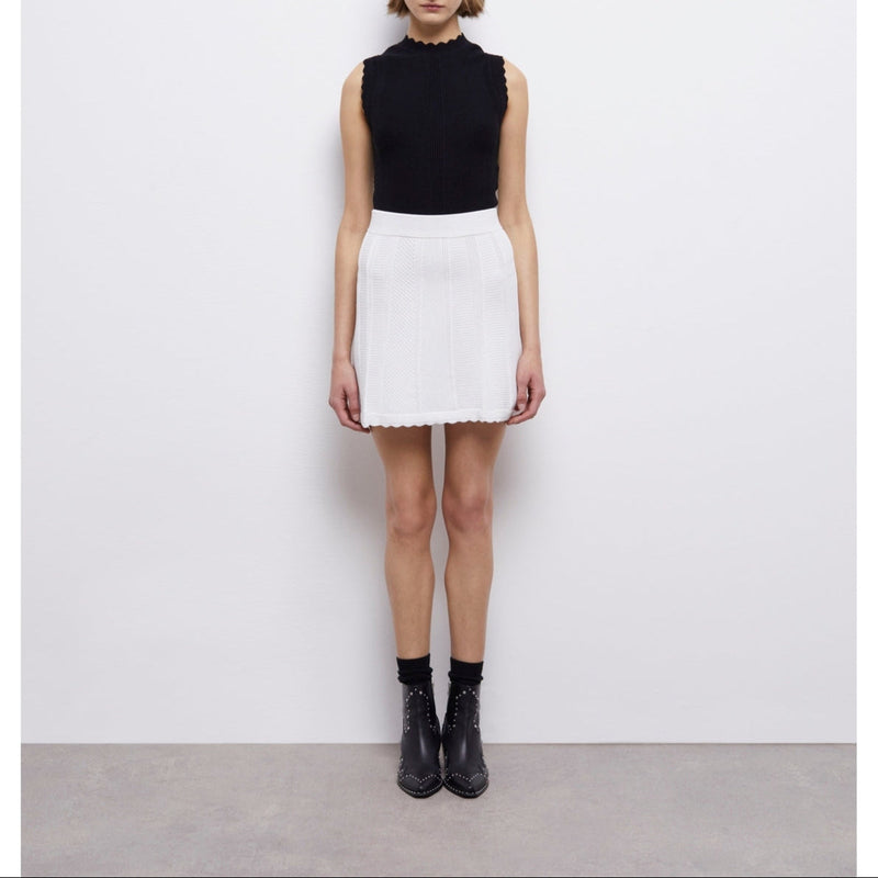 Jupe Trapèze Taille Haute - Blanc - Femme