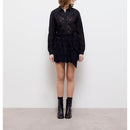 Jupe Patineuse En Broderie Anglaise Taille Haute - Noir - Femme
