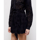 Jupe Patineuse En Broderie Anglaise Taille Haute - Noir - Femme