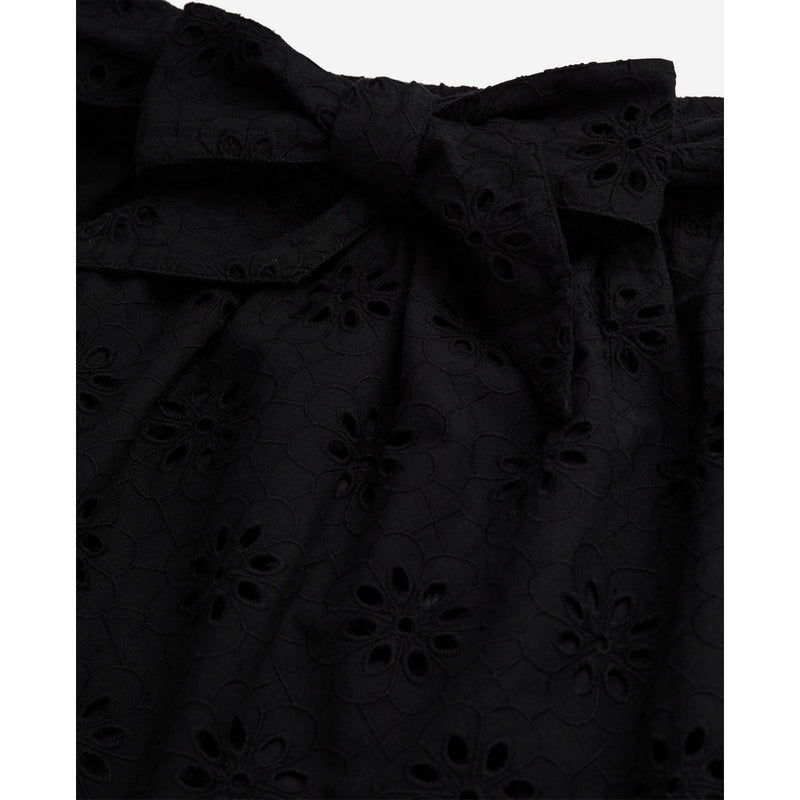 Jupe Patineuse En Broderie Anglaise Taille Haute - Noir - Femme
