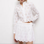 The Kooples - Straight Skirt in Broderie Anglaise - White - Women