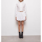 The Kooples - Straight Skirt in Broderie Anglaise - White - Women