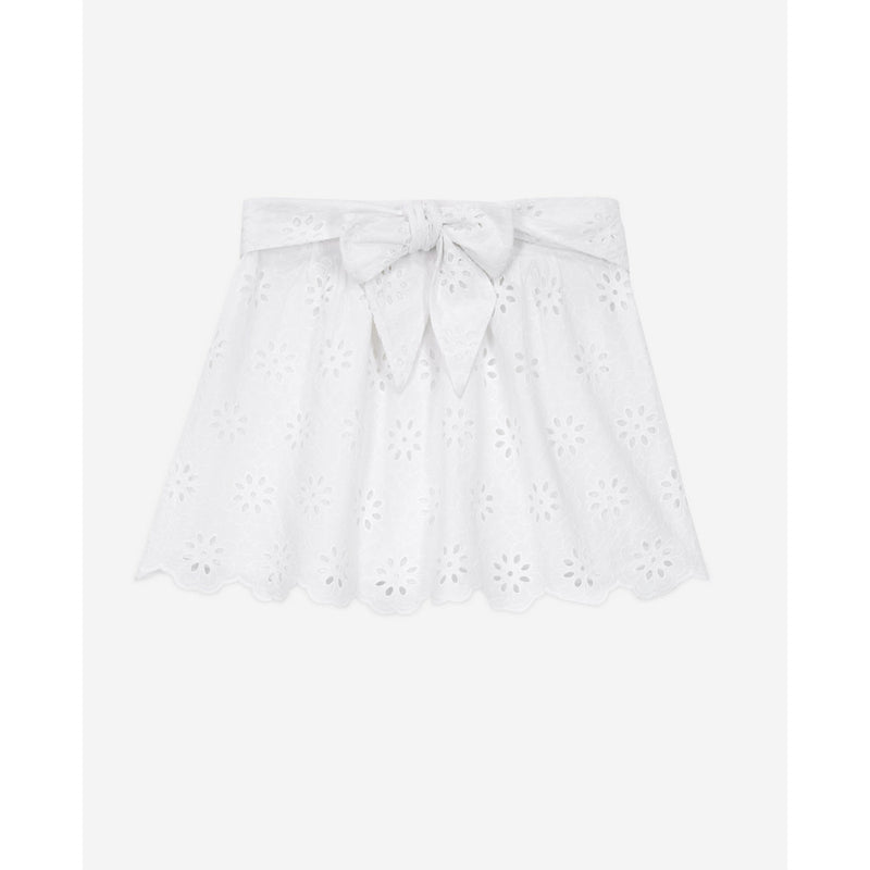 Jupe Droite En Broderie Anglaise - Blanc - Femme