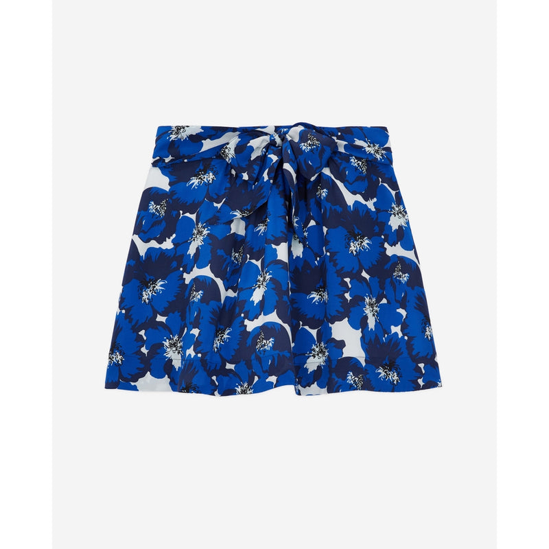 Minijupe Taille Haute En Soie - Bleu - Femme