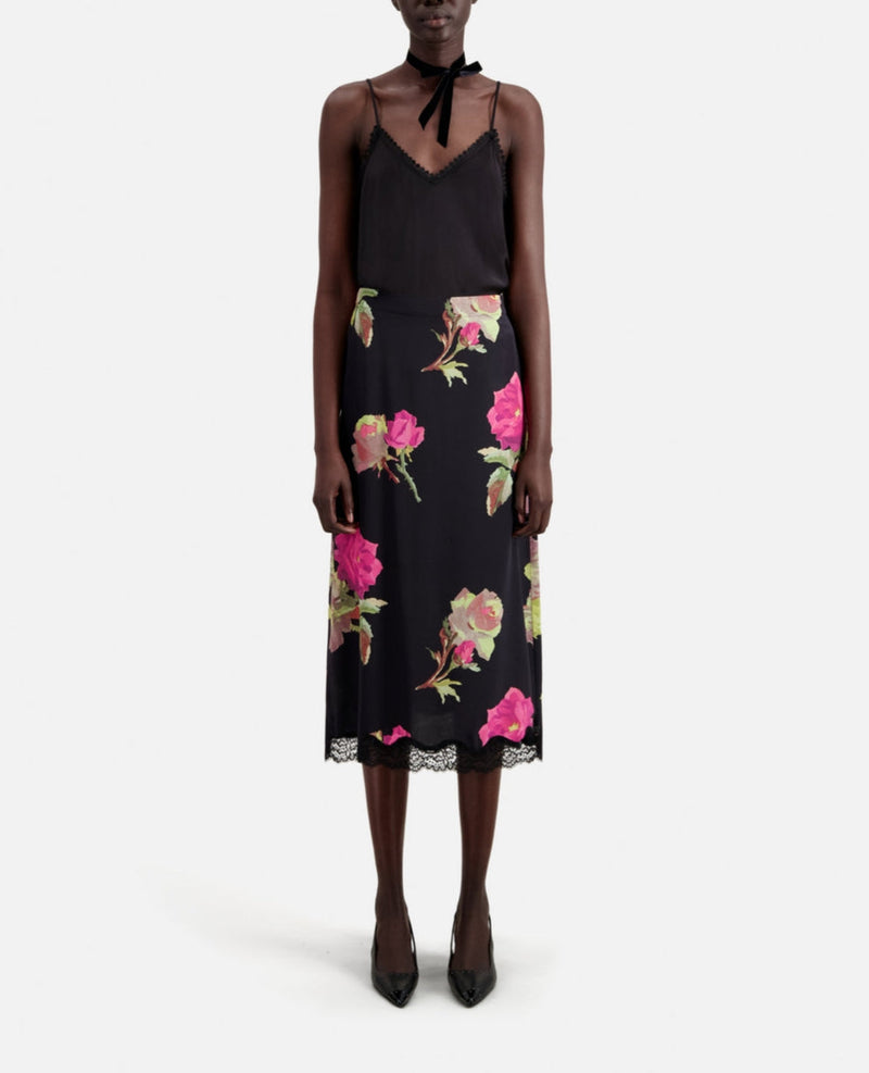 Jupe Longue En Soie - Noir - Femme