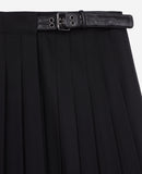 Falda cruzada de lana - Negro - Mujer