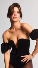 Body Picante Velours Manches Courtes