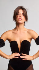 Body Picante Velours Manches Courtes