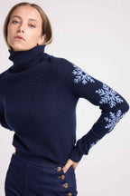 Maglione a Collo Alto Fiocchi Flocon - Blu Marino Blu Cielo