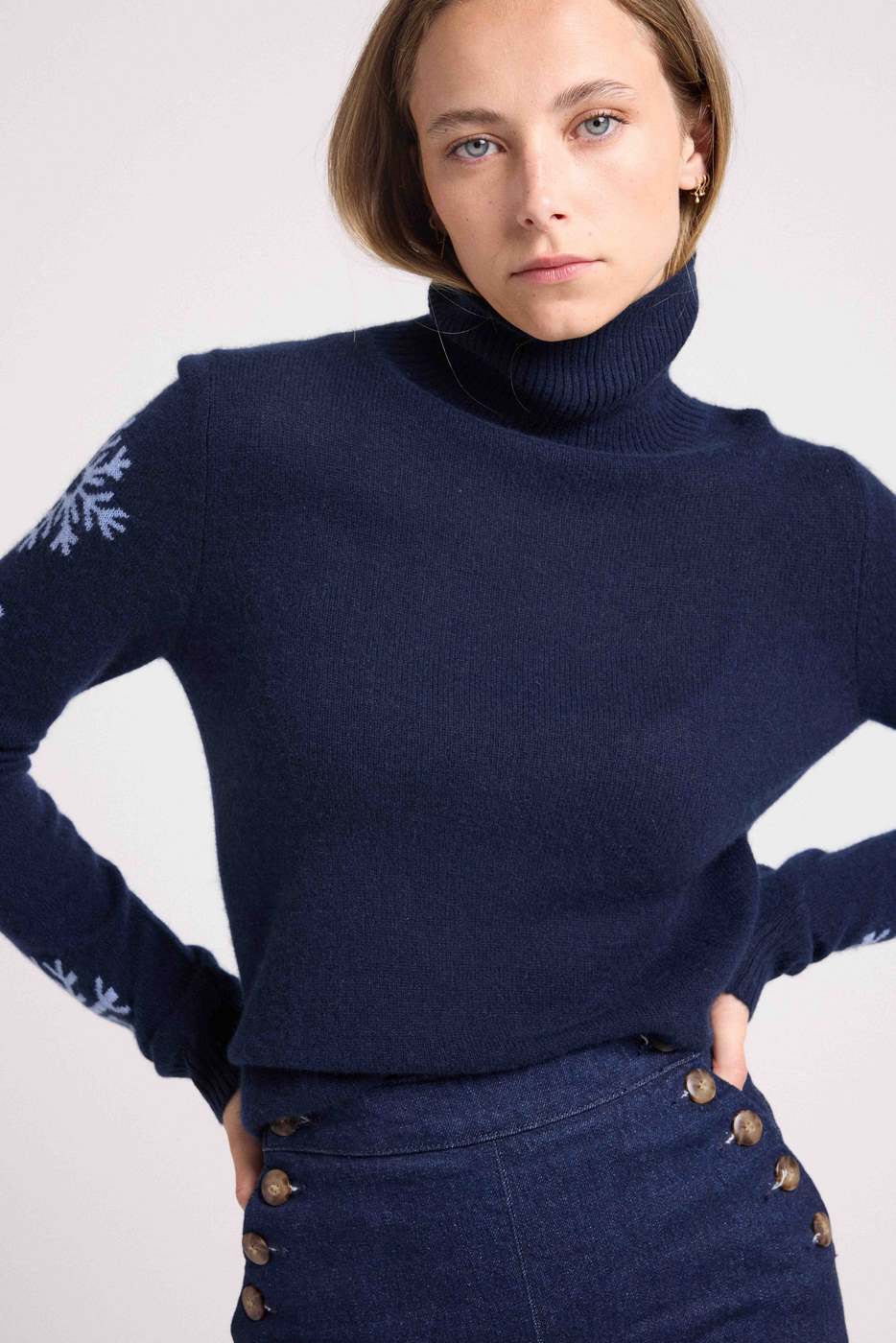 Maglione a Collo Alto Fiocchi Flocon - Blu Marino Blu Cielo