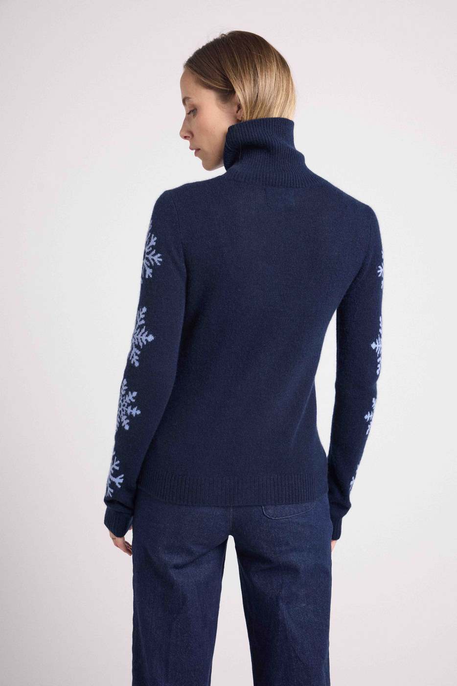 Maglione a Collo Alto Fiocchi Flocon - Blu Marino Blu Cielo