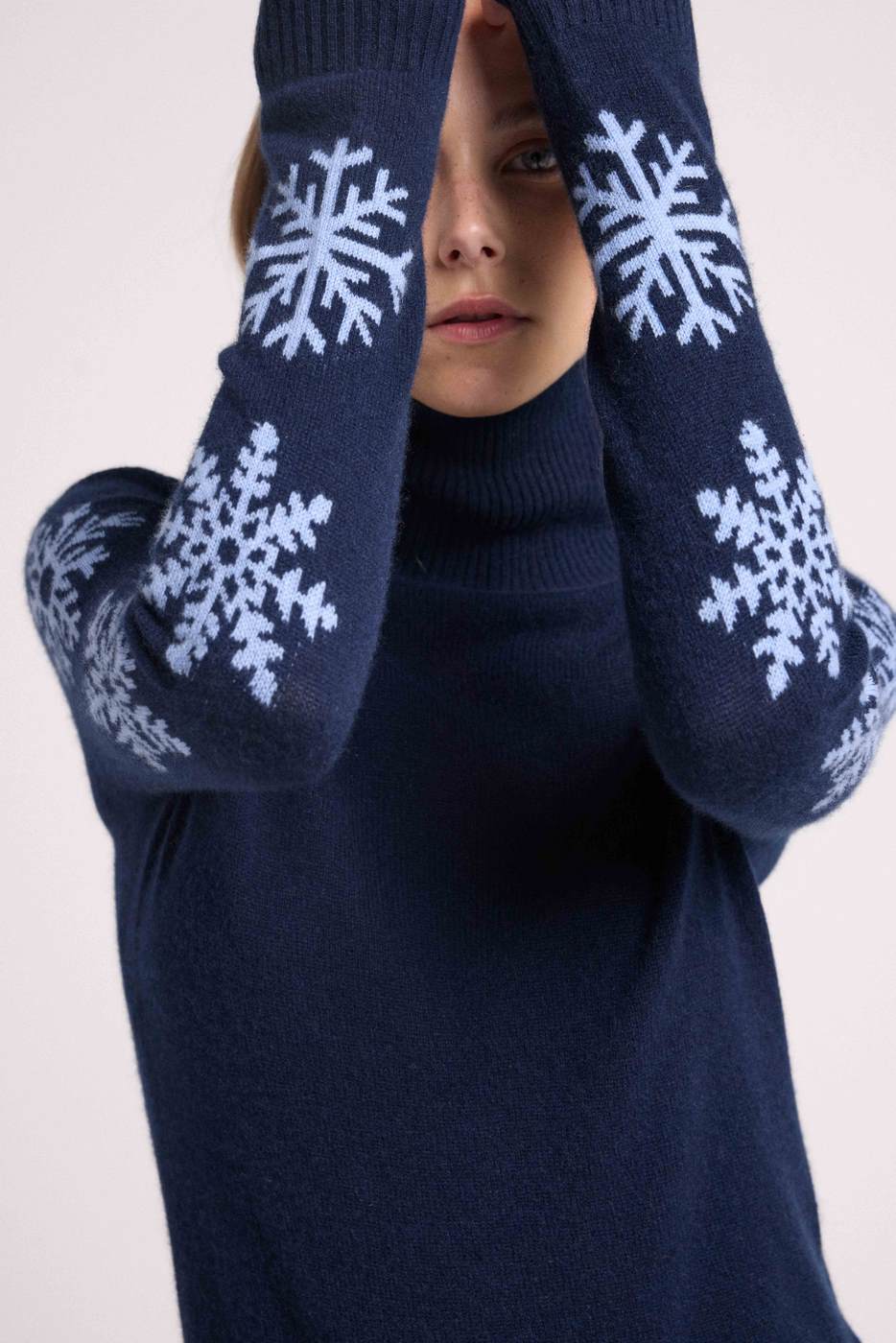 Maglione a Collo Alto Fiocchi Flocon - Blu Marino Blu Cielo