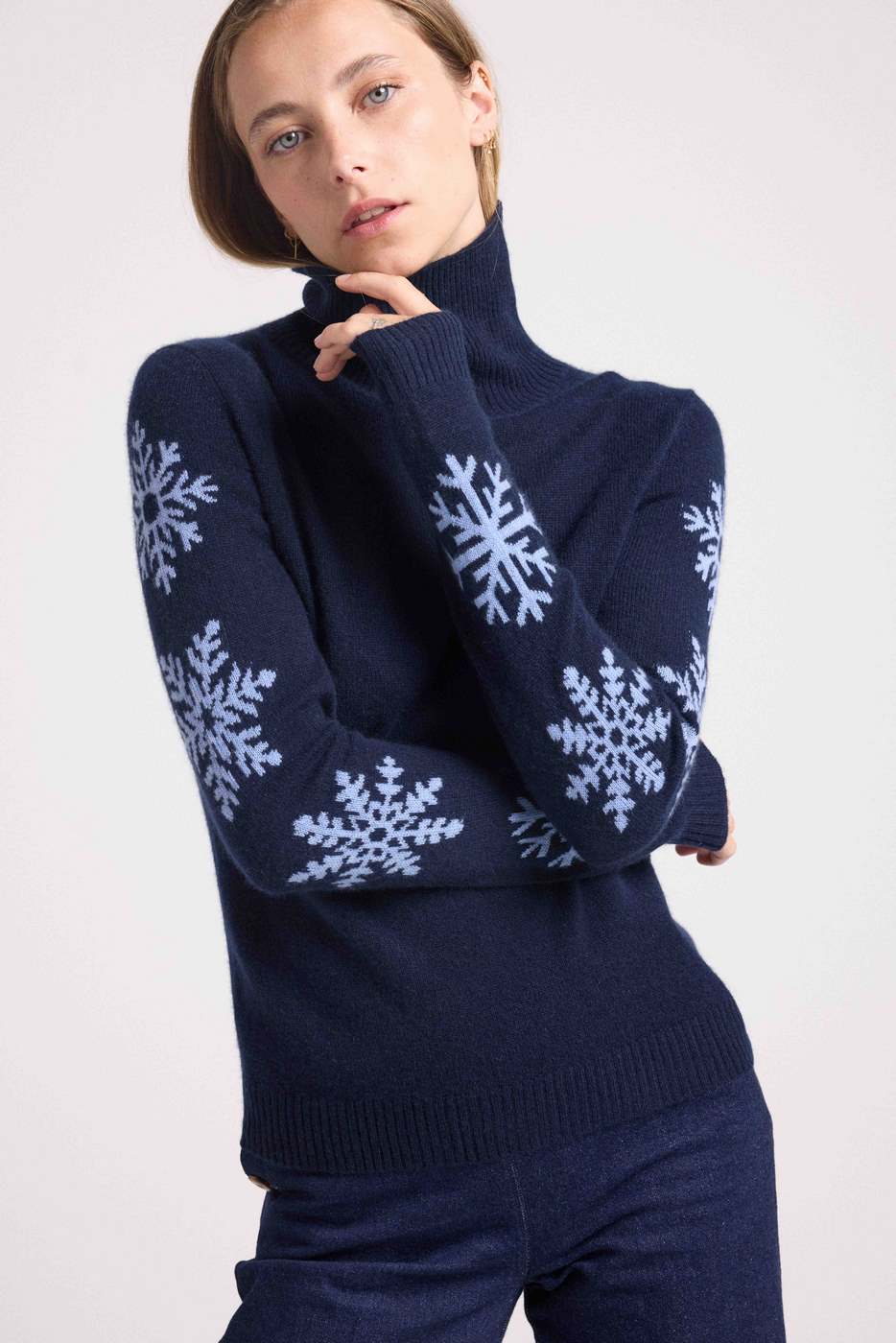 Maglione a Collo Alto Fiocchi Flocon - Blu Marino Blu Cielo