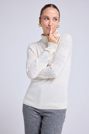 Pull Col Roule Flocons Flocon - Blanc Lurex Silver