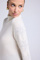 Pull Col Roule Flocons Flocon - Blanc Lurex Silver