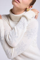 Pull Col Roule Flocons Flocon - Blanc Lurex Silver