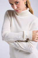 Pull Col Roule Flocons Flocon - Blanc Lurex Silver