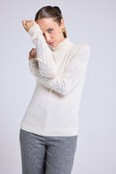 Pull Col Roule Flocons Flocon - Blanc Lurex Silver