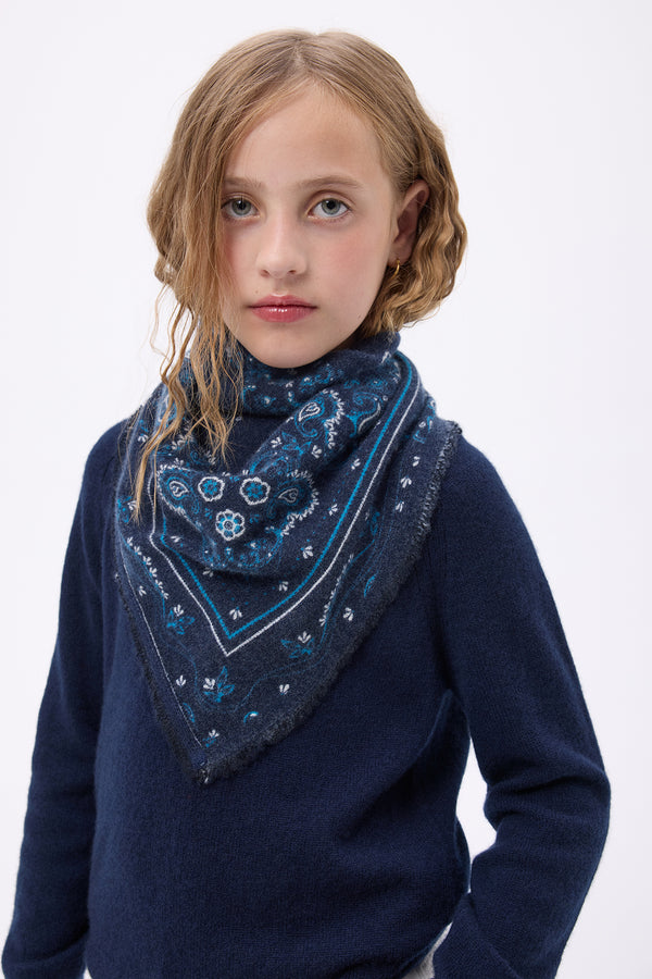 Lille Flora-bandana - Marineblå Hvid Turkis - Børn