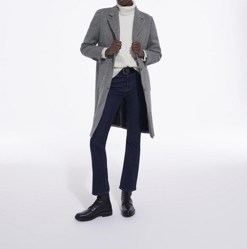 The Kooples - Abrigo Detallado Con Bolsillos Con Solapa Pespunte Y Coderas - Mujer
