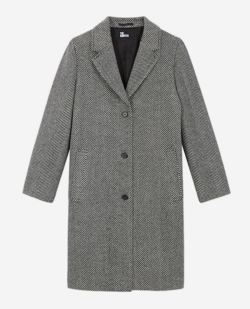 The Kooples - Abrigo Detallado Con Bolsillos Con Solapa Pespunte Y Coderas - Mujer