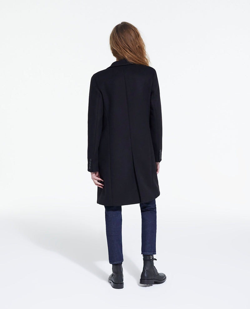 Manteau Long Ajuste Avec Col Crante - Femme