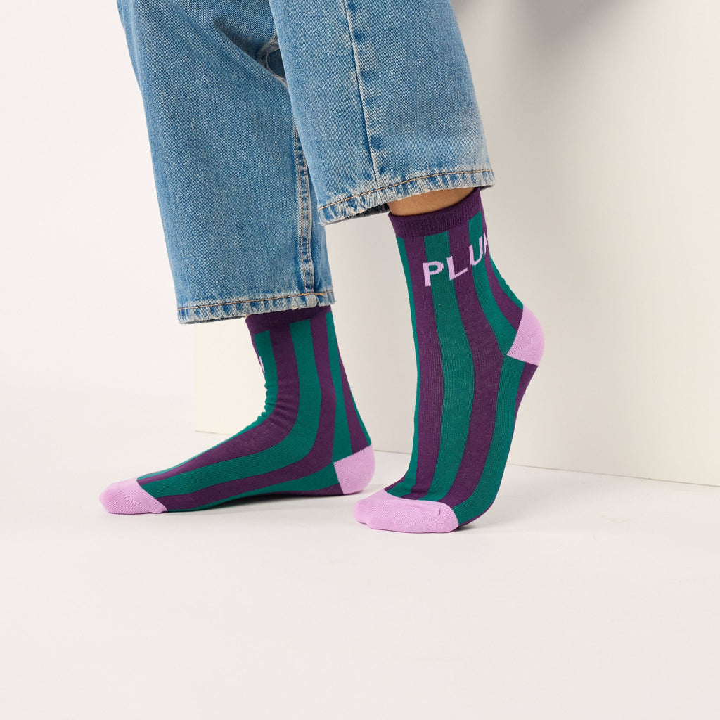 Chaussettes En Coton Peigné À Message - Plum