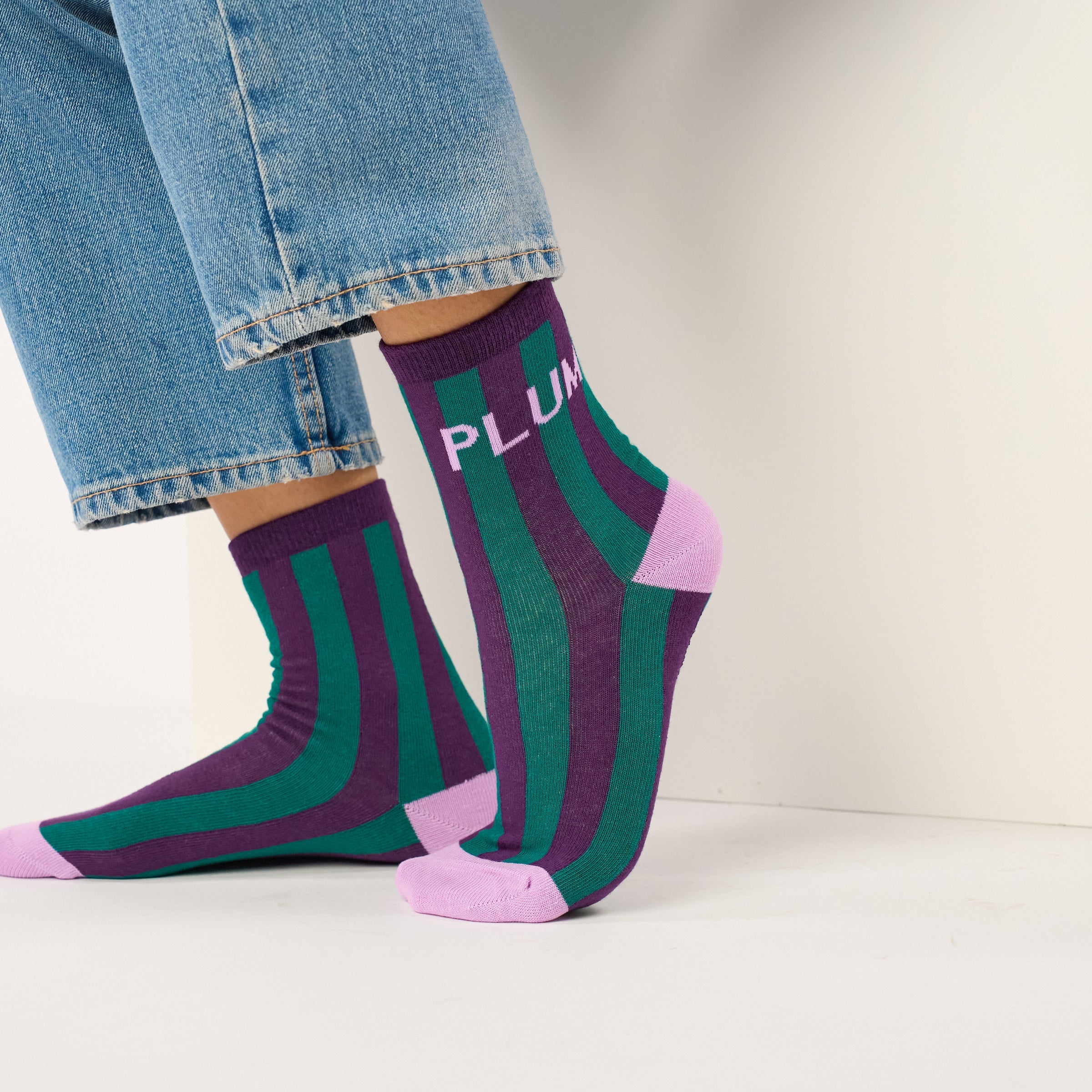 Chaussettes En Coton Peigné À Message - Plum