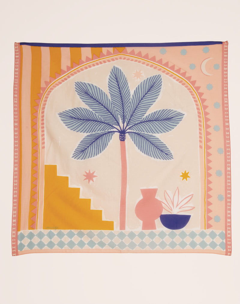 Foulards Riad Rose Blue Sky