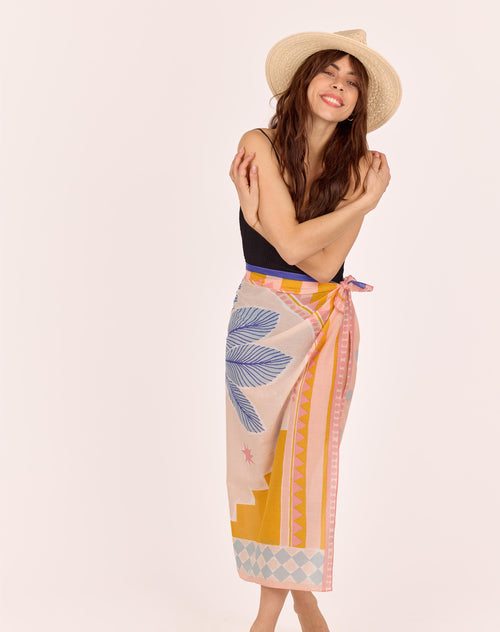 Foulards Riad Rose Blue Sky