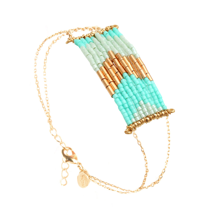 Bracelet Folk Doré Bleu