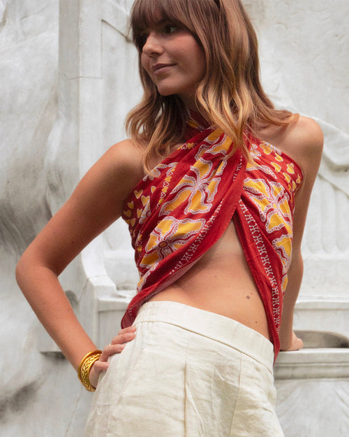 Hanoi Silk Scarf - Rust - 100% Silk