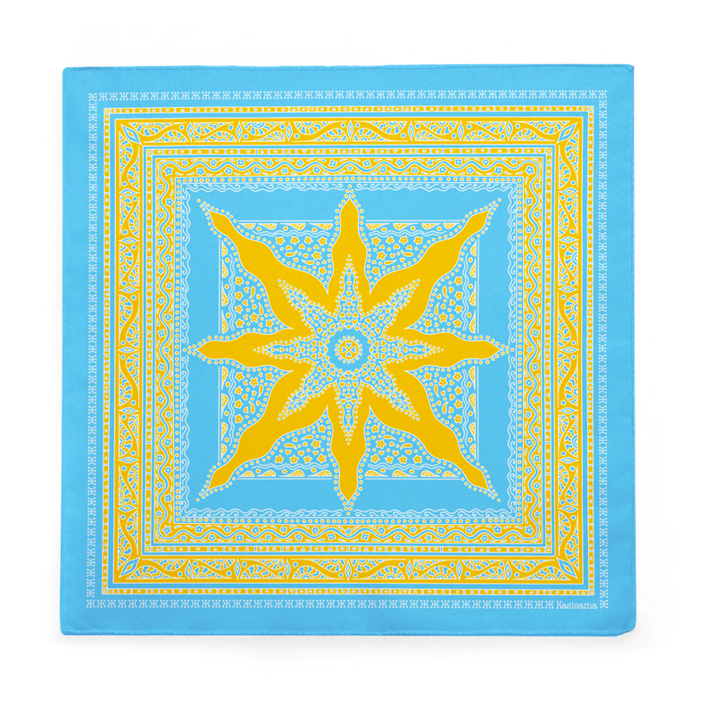 Foulard Siargao - Bleu & Jaune - 100% Coton