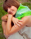 Foulard Siargao Soie - Vert & Blanc - 100% Soie