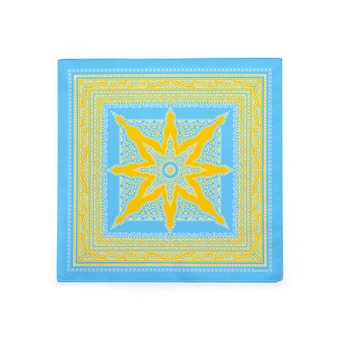 Foulard Siargao - Bleu & Jaune - 100% Coton