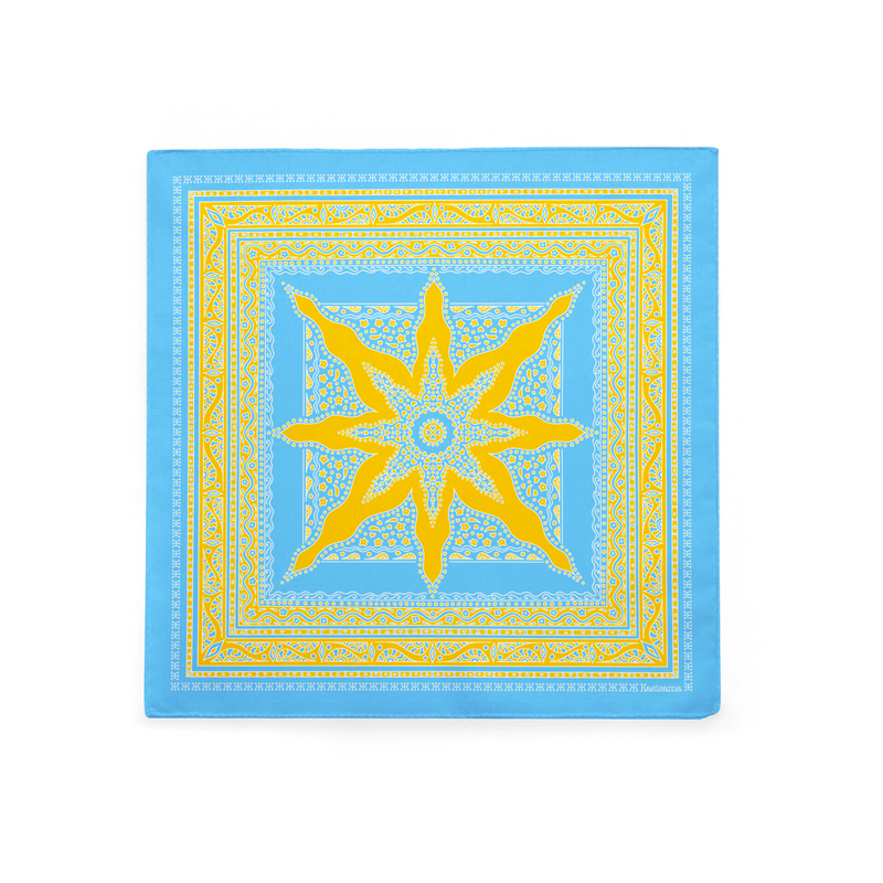Foulard Siargao - Bleu & Jaune - 100% Coton