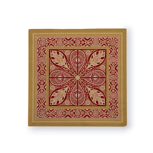 Vang Vieng Scarf - Beige & Burgundy - 100% Cotton