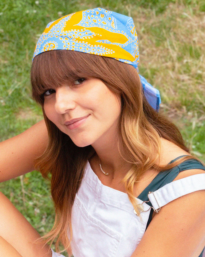 Foulard Siargao - Bleu & Jaune - 100% Coton